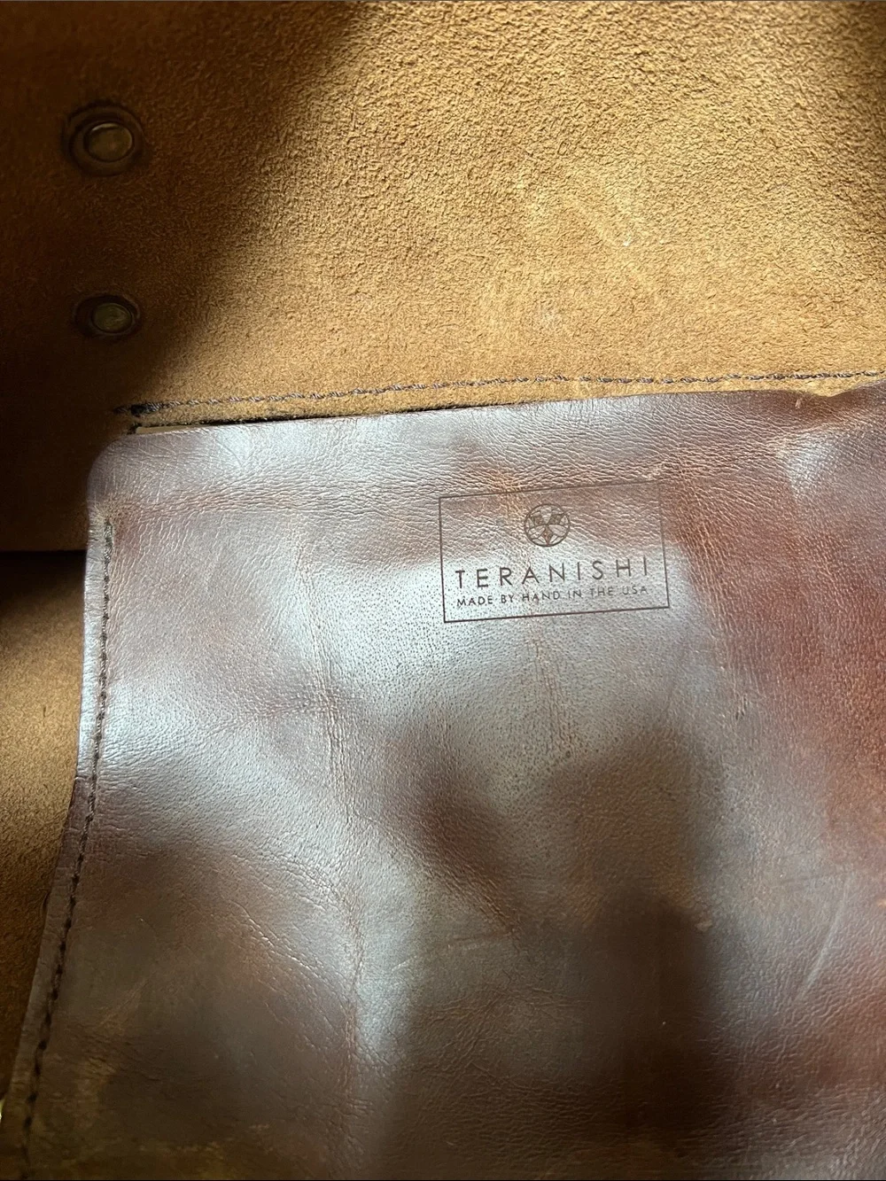 Brown Two-Tone Leather Weekender Bag